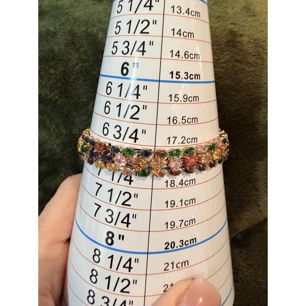 3-row Crystal Muti-color Gem Stone Bracelet 7.25" Rainbow Event